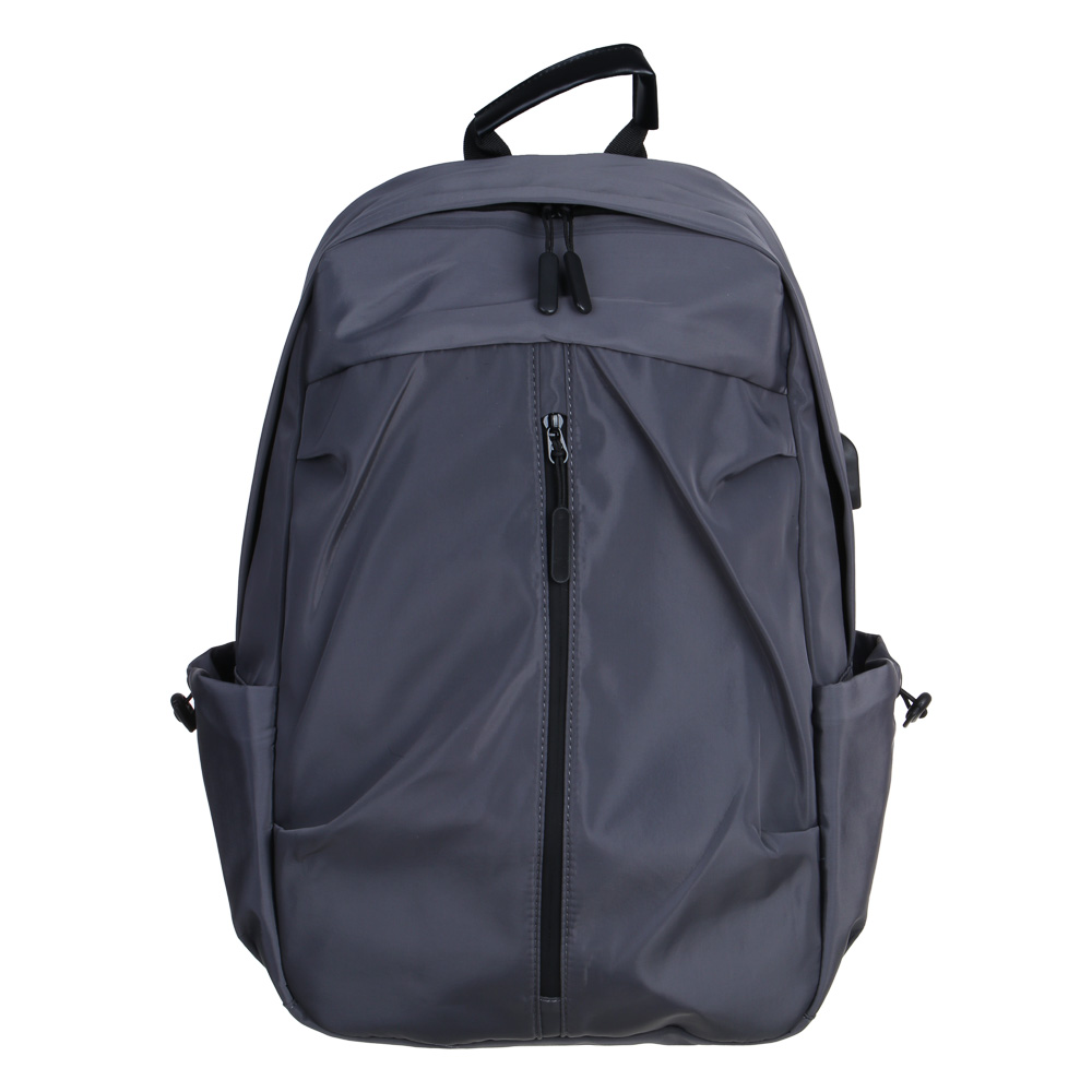 Universal backpack 45x30x15cm, 1 compartment, 3 pockets, vertical zipper, USB, water-resistant nylon, gray