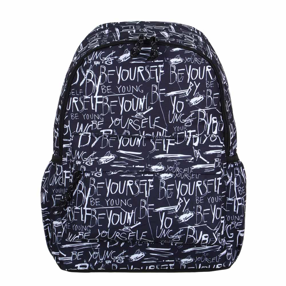 ЛЕТТЕРС Рюкзак подростковый, 41x29x18см, 1 отд., 4карм., плотный ПЭ, закрытые молнии, темный фон