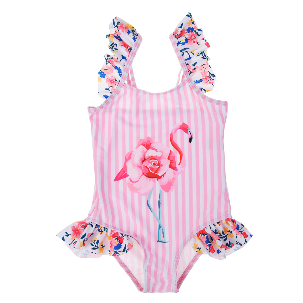 GALANTE Flamingo One-piece swimsuit for girls, size 110-116, 82% polyester, 18% elastane