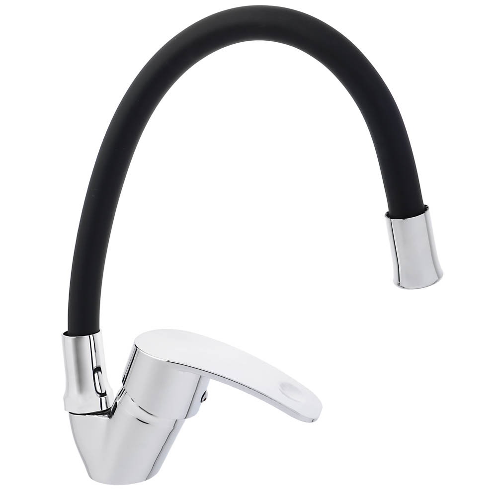 SoyuzKran Kitchen faucet, flexible spout, ceramic. cartridge 40mm, black, zinc, SK01-C113