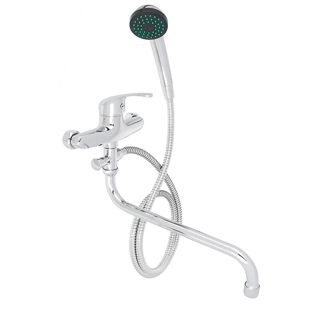 SoyuzKran Mixer for bathtub with shower, round spout 30cm, ker. cartridge 35mm, chrome, zinc, SK08-S102