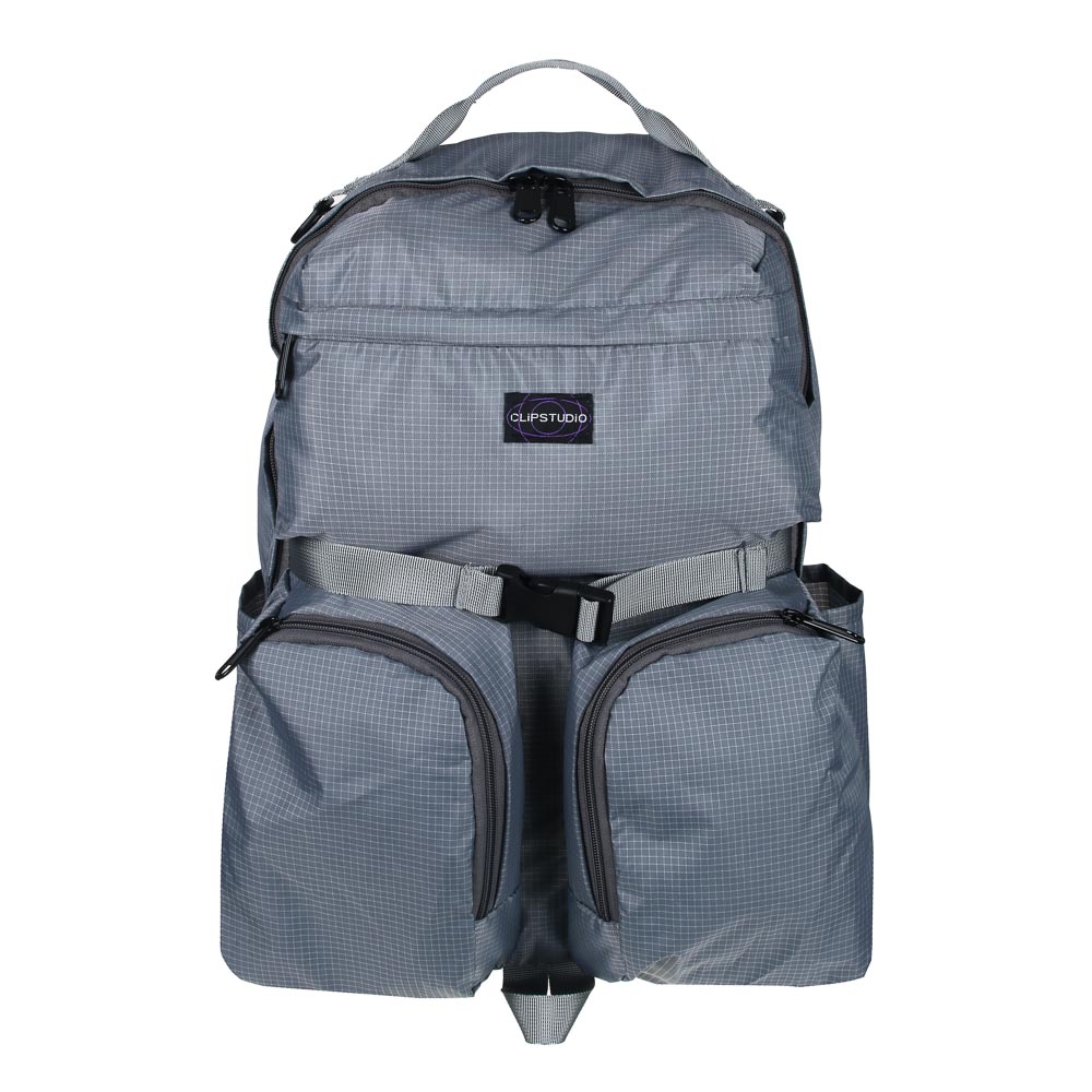 Backpack for teenagers 45x31x12cm, 1 compartment, 5 pockets, mesh back, handle, nylon, gray checkered