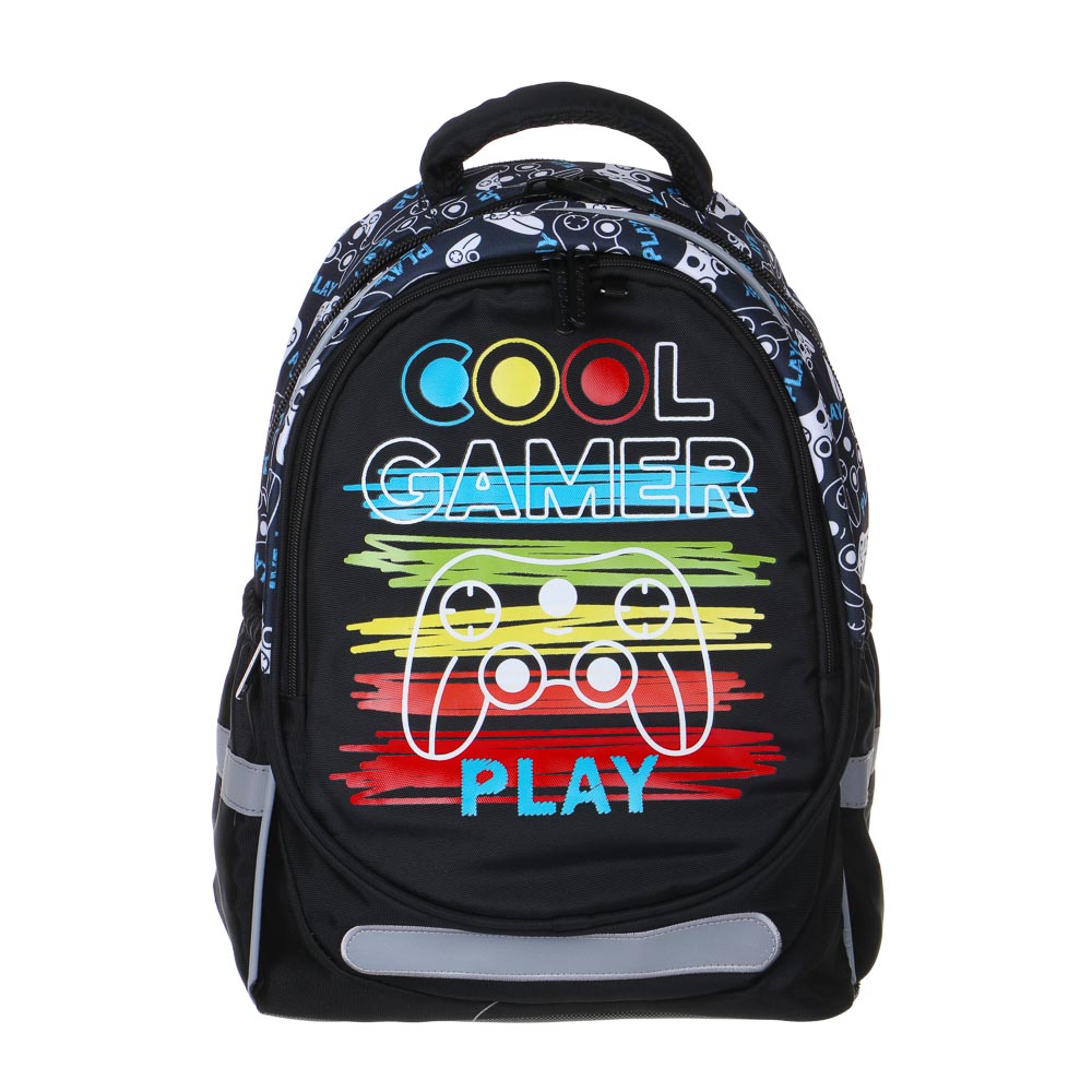COOL GAMER Semi-rigid school backpack 37x28x14cm, 3 compartments, 2 pockets, hard bottom, ergonal back, PE