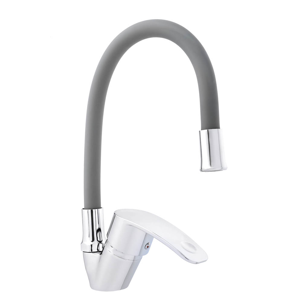 SoyuzKran Kitchen faucet, flexible spout, ceramic. cartridge 40mm, gray, zinc, SK01-C113