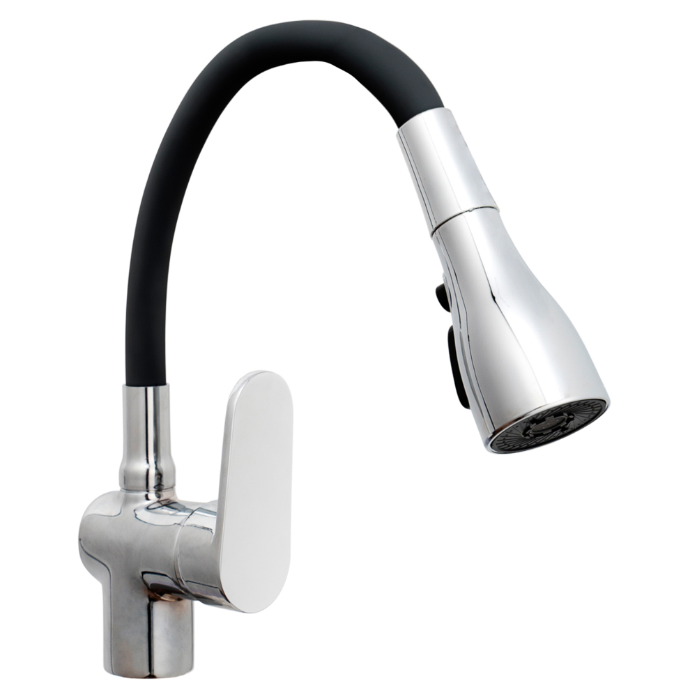 RAIN Kitchen faucet Vesta, silicone spout, 3 modes, 40mm cartridge, brass, black/chrome