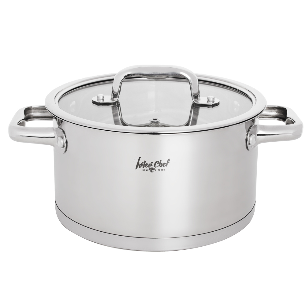 Ivlev Chef Royal Casserole 20x11cm 3.4l, with glass. lid, induction, stainless steel 18/10