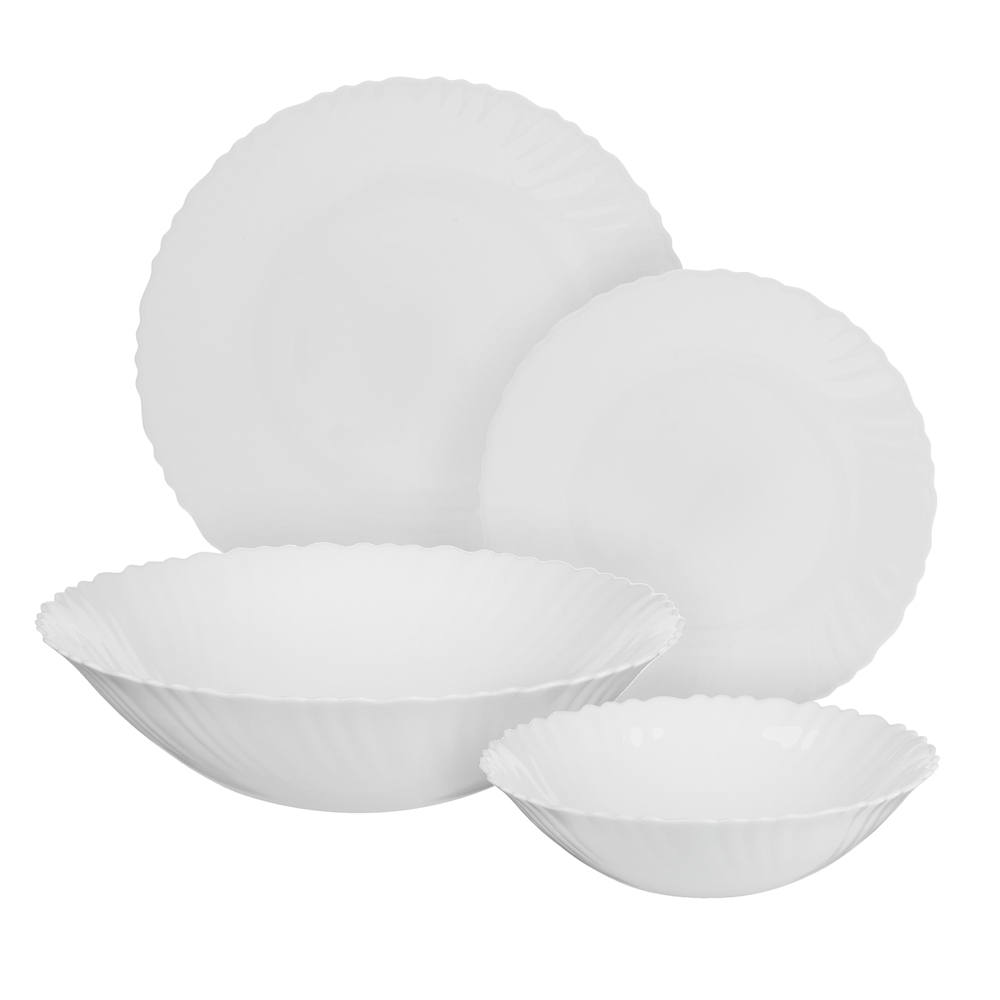 MILLIMI Bianco Plus Dinnerware set 19 Ave, opal glass