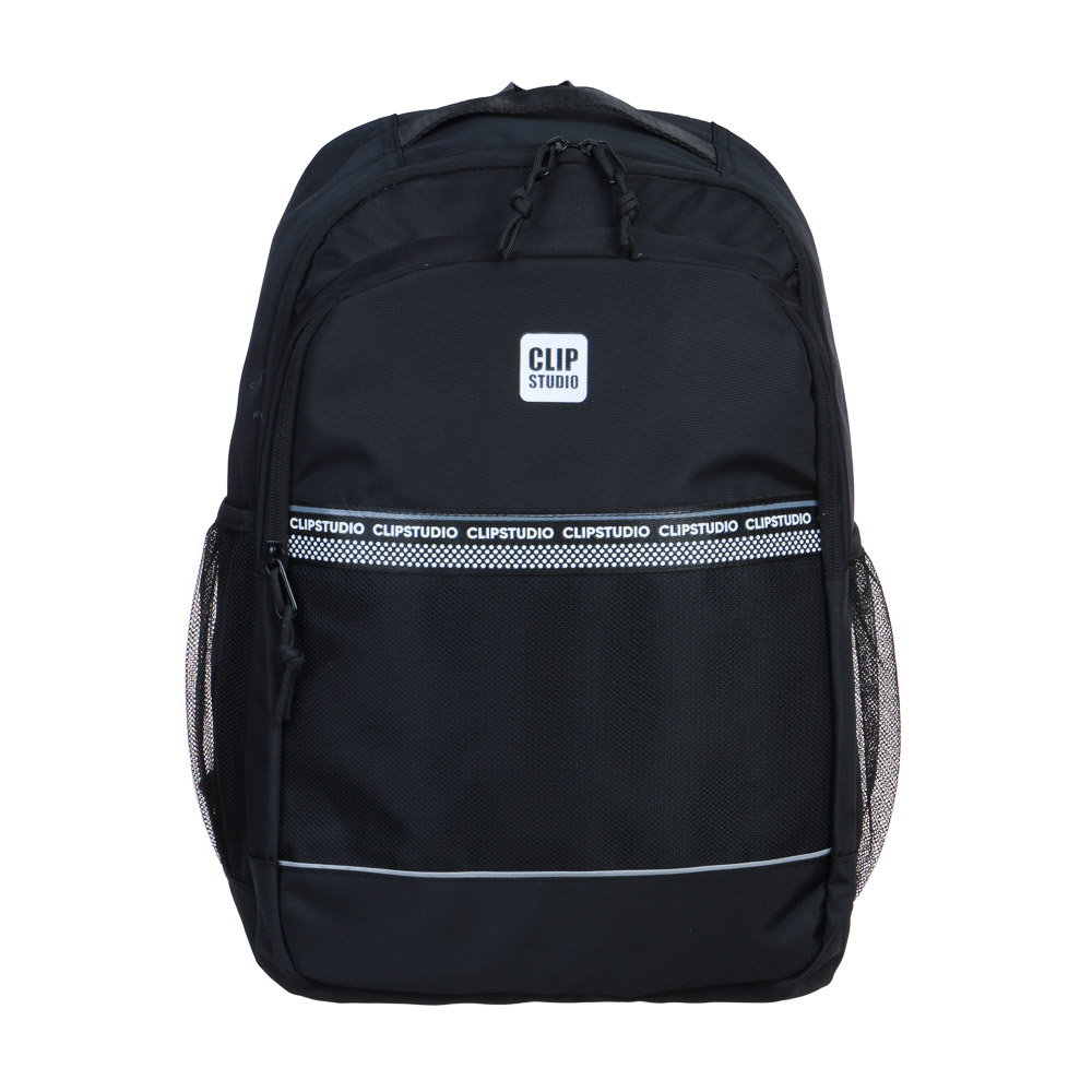 Backpack for teenagers 44x31x19cm, 2 compartments, 2 pockets, mesh insert, reflective strip, handle, PE, black.