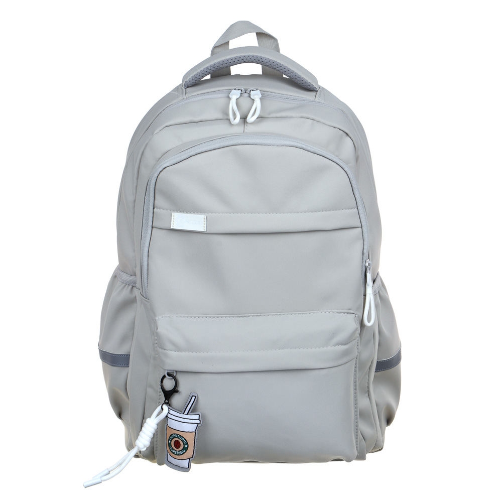 Backpack for teenagers 45x30x20cm, 2 compartments, 3 pockets, reinforced handle, pendant, smooth PE, green