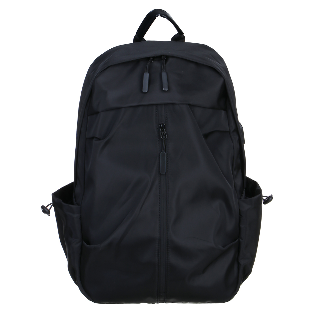 Universal backpack 45x30x15cm, 1 compartment, 3 pockets, vertical zipper, USB, water-resistant nylon, black