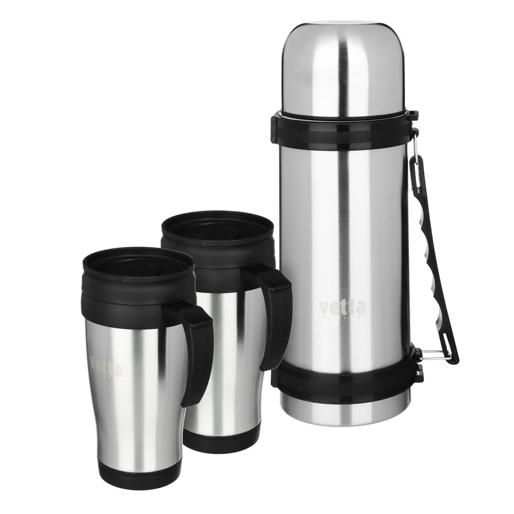 VETTA Travel set (thermos 1l + 2 thermos mugs 450ml) in a bag