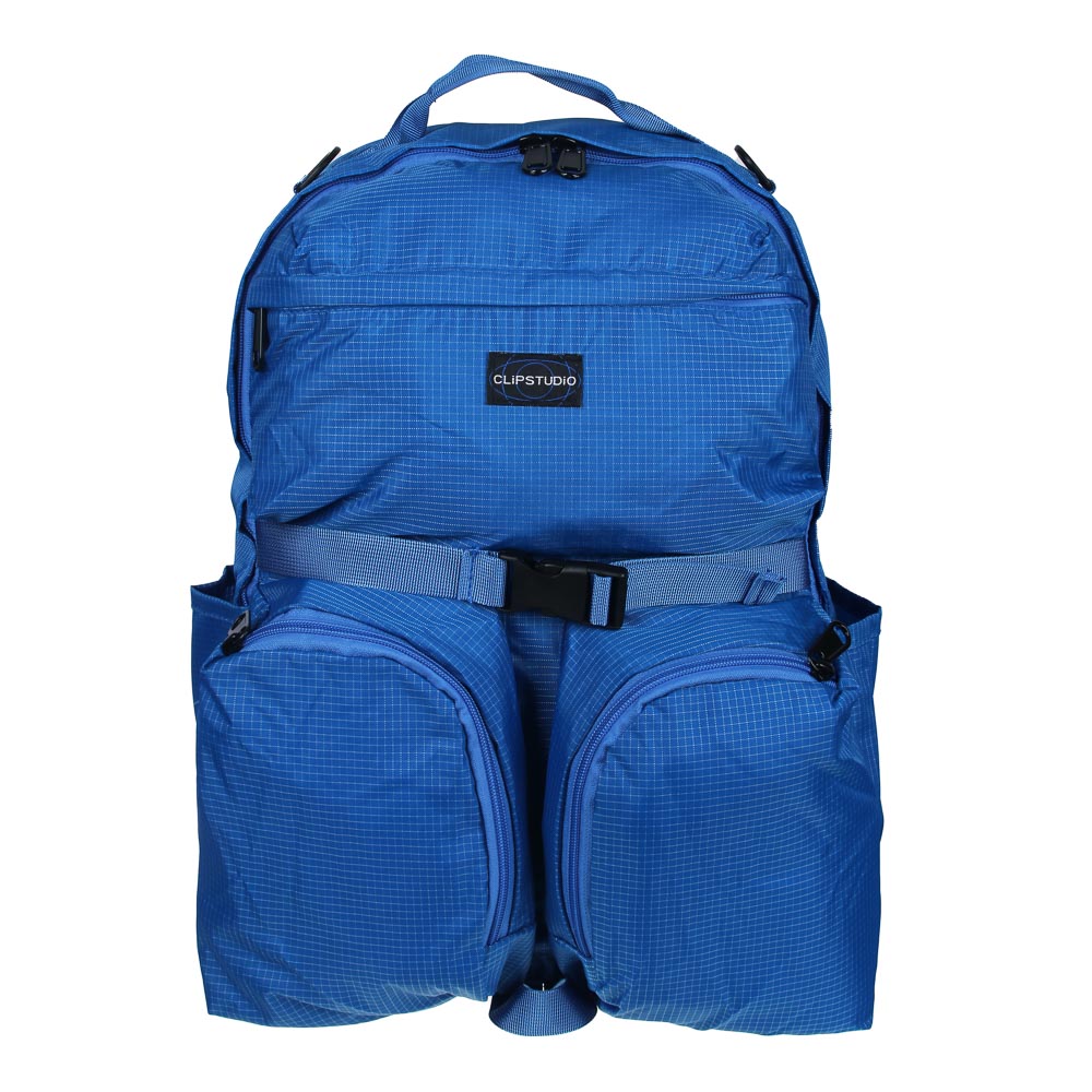Backpack for teenagers 45x31x12cm, 1 compartment, 5 pockets, mesh back, handle, nylon, blue checkered